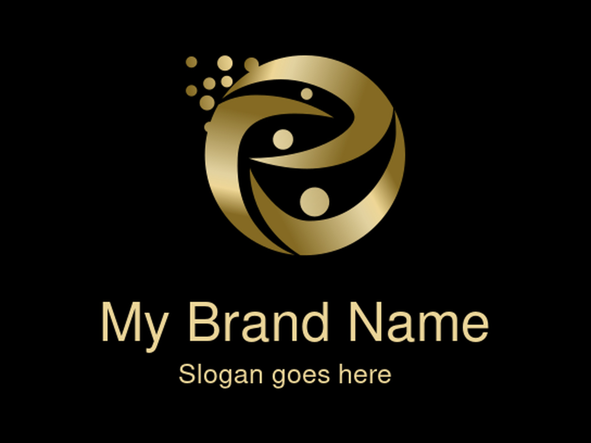 Abstract Gold Gradient Circle Logo with Dynamic Swirls and Dispersing Dots for Technology, Finance, Consulting, or Global Businesses